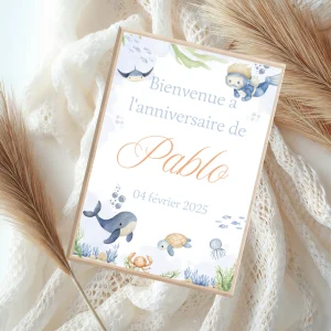 Affiche personnalisée anniversaire sous l'océan