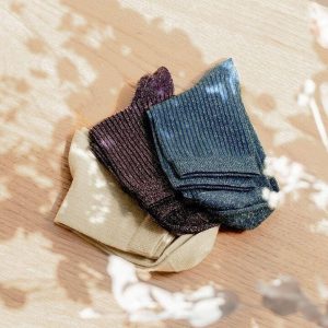 Trio de chaussettes à paillettes - bleu canard, violet, beige