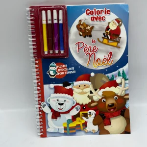 Livre d’activité Colorie avec le Père Noël 🎅🏾 mon beau coloriage avec  ces 4 feutres et gommettes Neuf