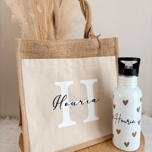 Sac en jute personnalisé avec initiale