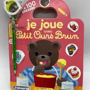 Livre d’activité Magazine Je joue avec Petit ours brun jeux histoire stickers Neuf thème La cuisine ! Jeux activité stickers