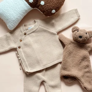 Ensemble bébé en maille caramel