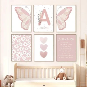 Affiches fille papillon personnalisable
