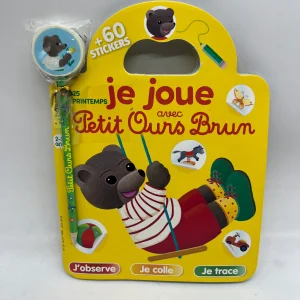 Livre d’activité Magazine Je joue avec Petit ours brun jeux histoire stickers Neuf thème Le printemps! Jeux activité stickers