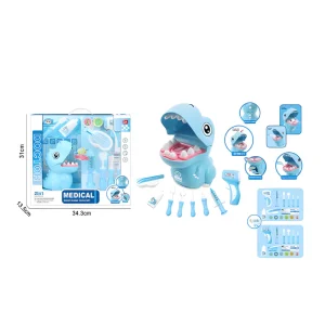 Tirelire Dinosaure avec Set Soins Dentaires - Jouet Éducatif Lumière et Son - Piles Incluses