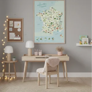 Affiche carte de France - les merveilles de France