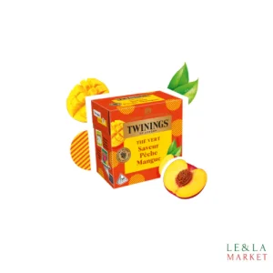 Thé Vert saveur pêche mangue Twinings 20 sachets 32g
