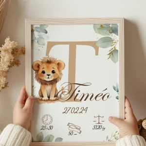 Affiche personnalisée, eucalyptus et lion