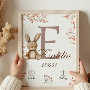 Affiche personnalisée, thème nature et lapin