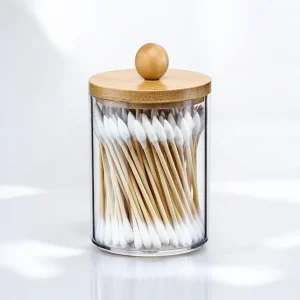 Organisateur de cotons tiges en acrylique transparent