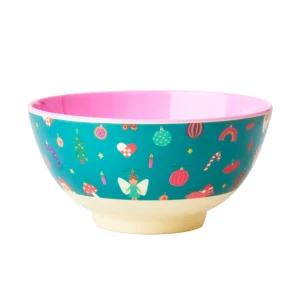 Bol en Mélamine Collection Noël - Motif Noël Bleu - RICE