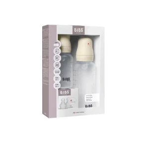 BIBS Grow and Flow Biberon Bébé Rond Latex en verre Set 150 ml / 270ml - Ivory