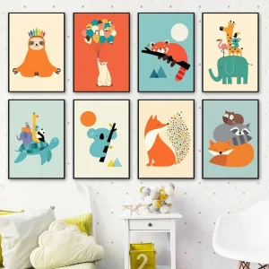 Affiche animaux colorés