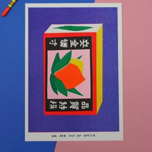 Petite Affiche Risographie - Boite Allumettes  - We Are Out Of Office