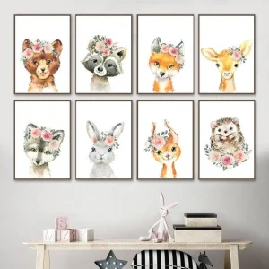 Affiches animaux au style printanier