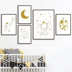 Affiches éléphants dorés