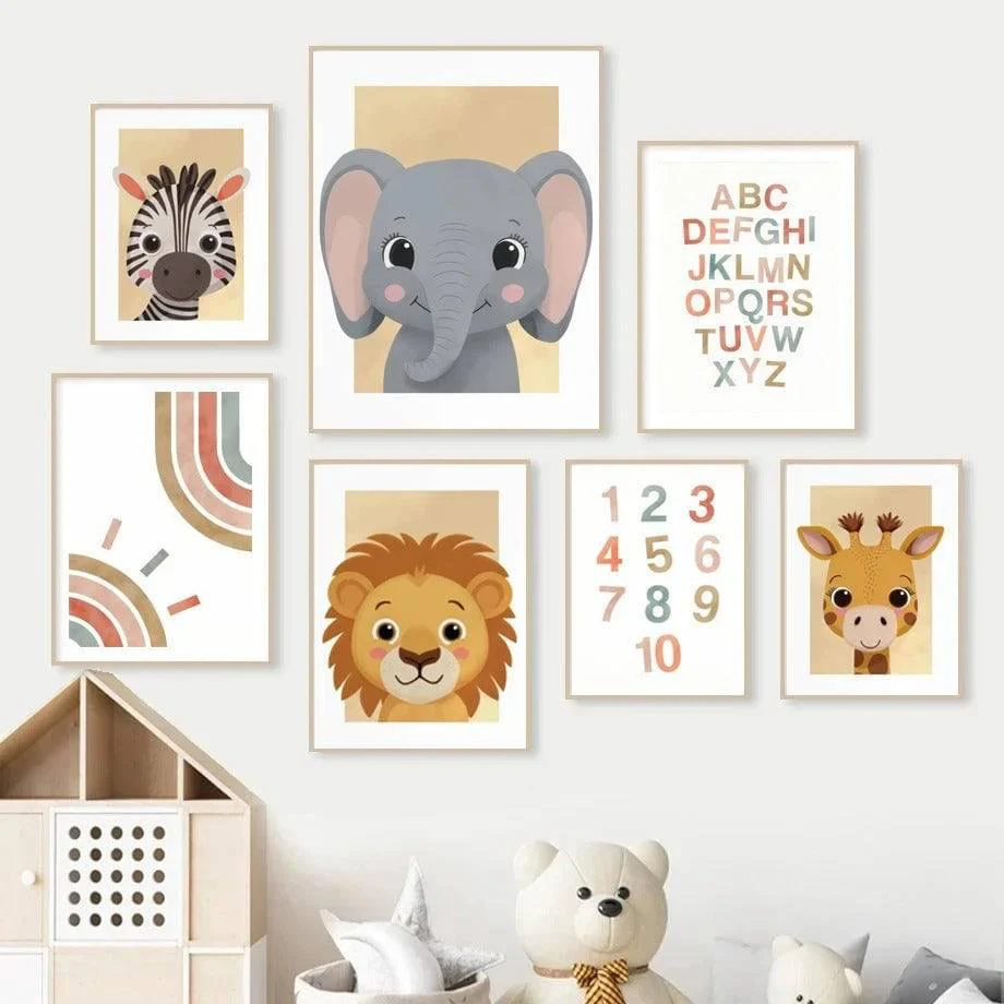 Affiches animaux savane colorée - Décoration enfantine pour bébé et enfant – Image 4