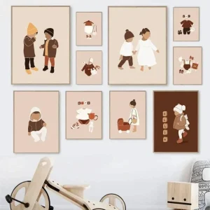 Affiches Enfance Silhouette Terracotta
