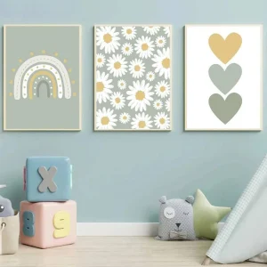 Affiches marguerites et arc en ciel