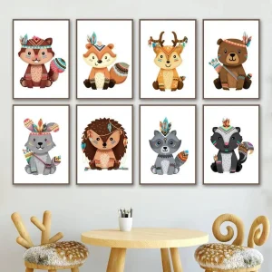 Affiches bébés animaux indiens