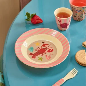 Assiette Creuse Mélamine Motif Océan Rose - RICE