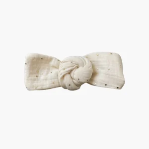 Bandeau Gaze de Coton Pois Dorés Ecru