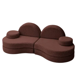 Canapé Modulable Enfant 6 Éléments "Coccolo" - Tissu Doux Bearly Brown