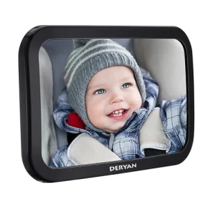 Deryan Miroir de voiture XL ajustable pour bébé - Miroir de voiture pour enfant - Miroir de siège arrière pour bébé