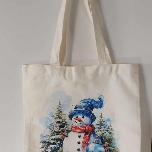 Tote bag de Noël personnalisé – Bonhomme de neige joyeux