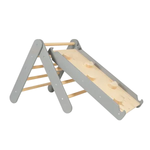 Échelle Pikler avec Toboggan - Mur d'escalade - Grey