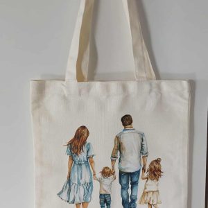 Tote bag de Noël personnalisé – Famille main dans la main