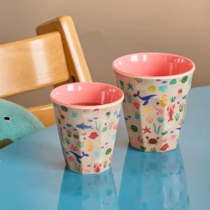 Gobelet Mélamine Motif Océan Rose - RICE - 2 Tailles