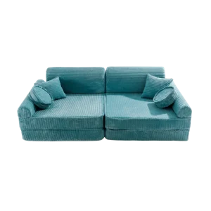 Grand Canapé Modulable pour Enfants Velours Côtelé - Turquoise