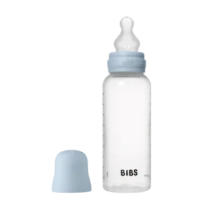 BIBS Biberon Bébé Rond Silicone 1 pack 270 ml Débit Moyen - Baby Blue