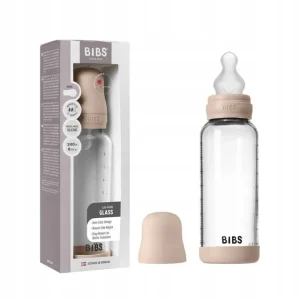 BIBS Biberon Bébé en Verre Rond Silicone 1 pack 240 ml Débit Moyen - Blush