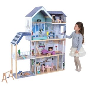 Maison de Poupée Éclairée Cristal en Bois Naturel