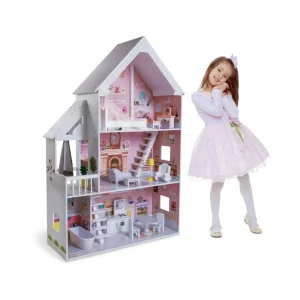 Maison de Poupée Liselle en Bois avec Lumières LED