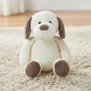 Peluche Chien Blanc et Marron - 35cm