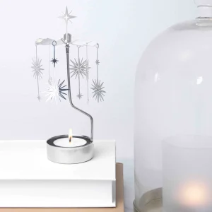 Photophore Carrousel Rotatif Argent - Etoile Supernova