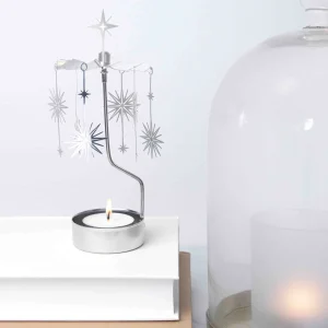 Photophore Carrousel Rotatif Argent - Etoile Supernova
