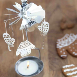 Photophore Carrousel Rotatif Argent - Douceur d'Hiver