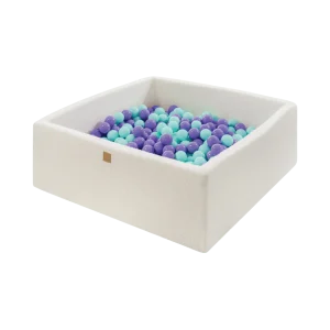 Piscine à Balles Carrées Blanche 110x110x40cm - 400 balles menthe chinée