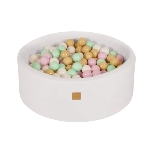 Piscine à Balles Ronde Blanc 90 x 30 cm avec 200 balles pastel/menthe/blanches/beige