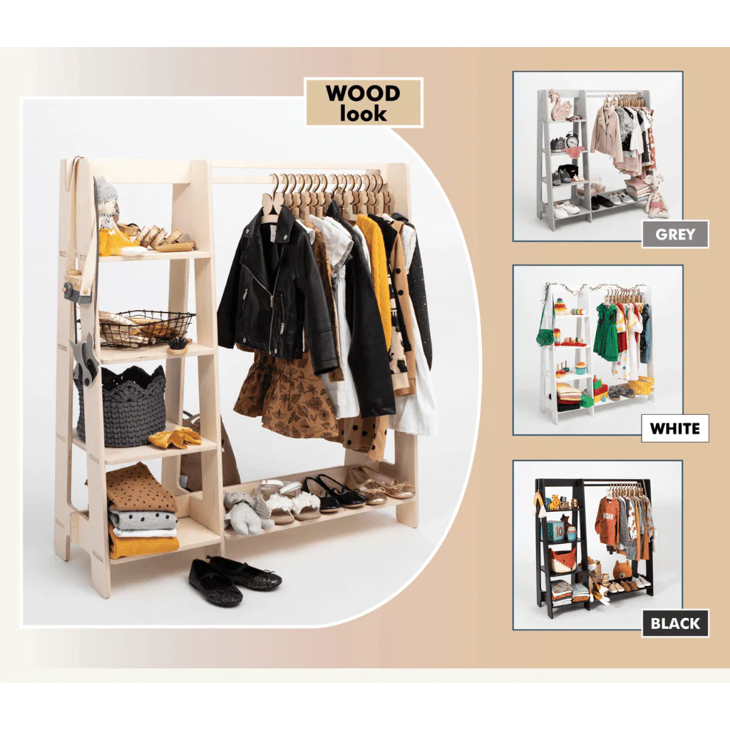 Portant à Vêtements avec Étagères pour Tout-Petits – Image 6