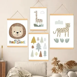 Affiches enfant - Animaux de la savane style scandinave