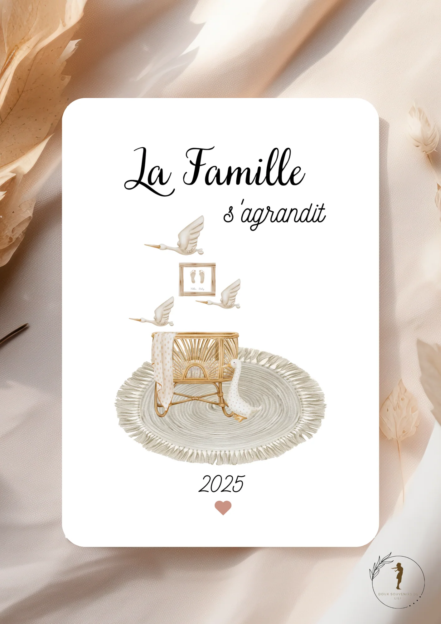 Carte annonce " LA FAMILLE S'AGRANDIT" thème boho – Image 3