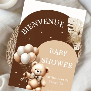Bienvenue à la baby shower ourson