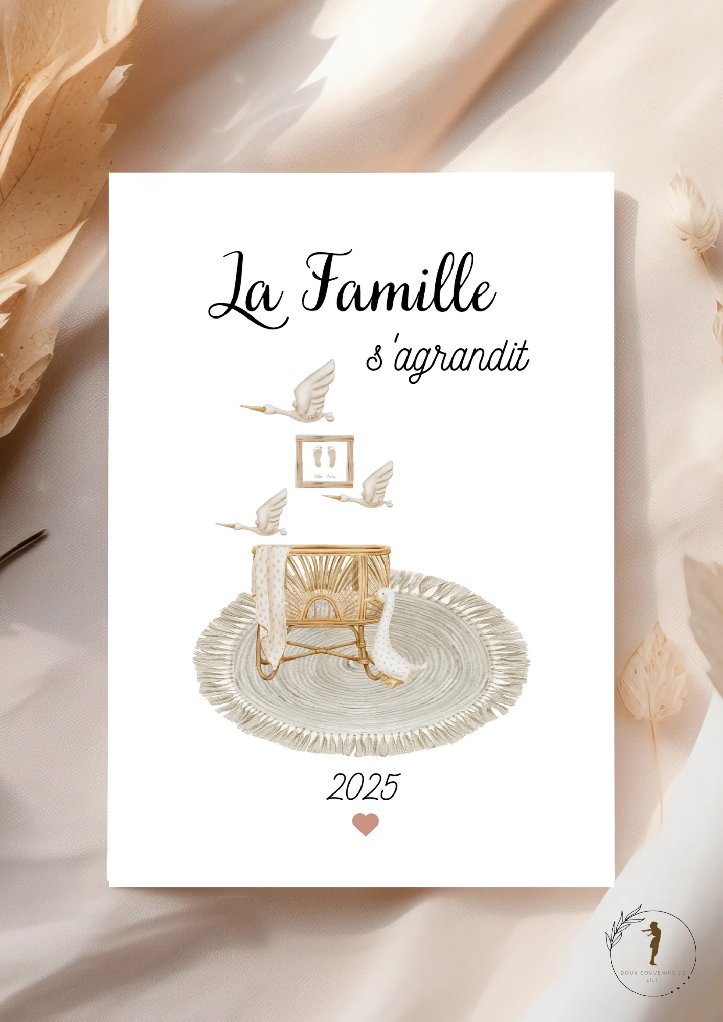 Carte annonce " LA FAMILLE S'AGRANDIT" thème boho – Image 2