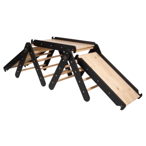 Triangle d'Escalade Pikler avec Toboggan et Structure d'Escalade - Black