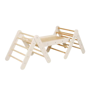 Triangle d'Escalade Pikler avec Toboggan et Structure d'Escalade - White